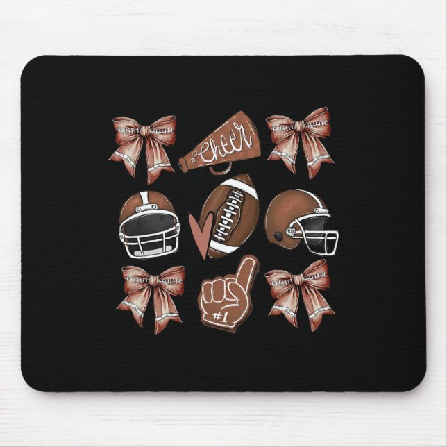 Football Coquette Bow Football Mum Game Day Women  Mouse Mat (Front)