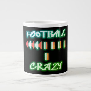 Football crazy big words and graphics large coffee mug