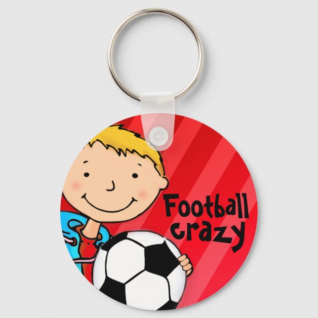 Football crazy red sports keychain (Front)