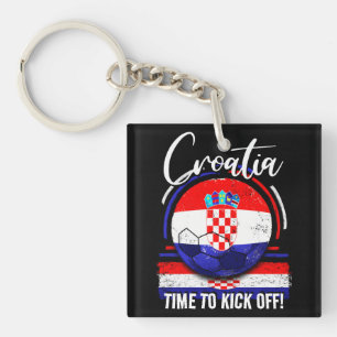 Football Croatia Flag, Soccer Vintage Retro Key Ring