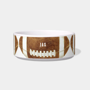 Football Custom Name Dog Bowl