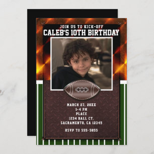 Football Custom Photo Birthday Party Invitations