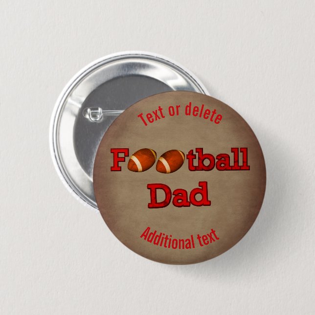 Football Dad Cute Personalised 6 Cm Round Badge (Front & Back)