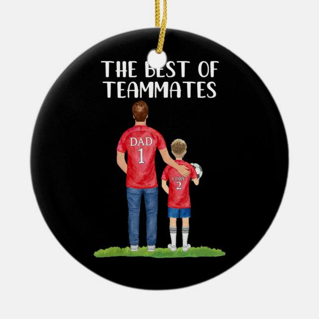 Football Dad Son Fathers Day Soccer Player Ceramic Tree Decoration (Front)