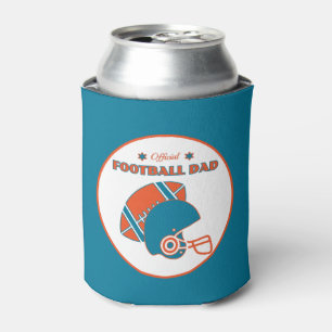 Football dad sports lovers orange blue vintage can cooler