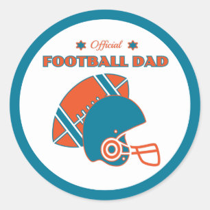 Football dad sports lovers orange blue vintage classic round sticker