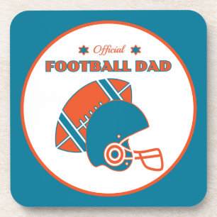 Football dad sports lovers orange blue vintage coaster