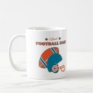 Football dad sports lovers orange blue vintage coffee mug