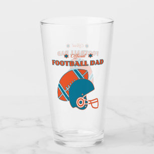 Football dad sports lovers orange blue vintage   glass