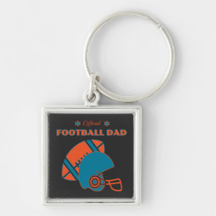Football dad sports lovers orange blue vintage  key ring