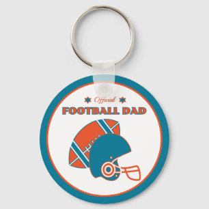 Football dad sports lovers orange blue vintage key ring