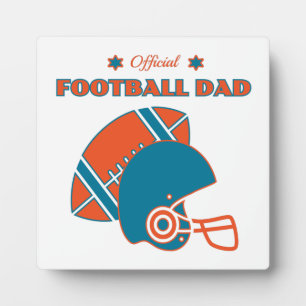 Football dad sports lovers orange blue vintage plaque