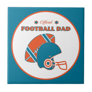 Football dad sports lovers orange blue vintage tile