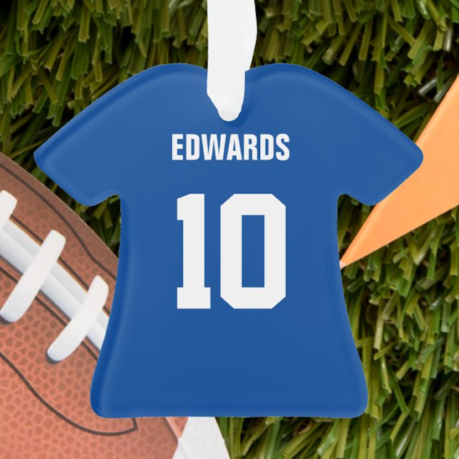Football Dark Blue & White Jersey Ornament (Creator Uploaded)