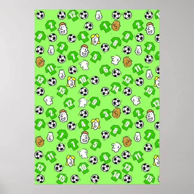 Football Design Wall Poster with Green Shirts (Front)