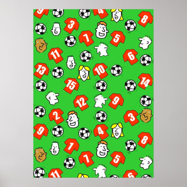 Football Design Wall Poster with Red Shirts (Front)
