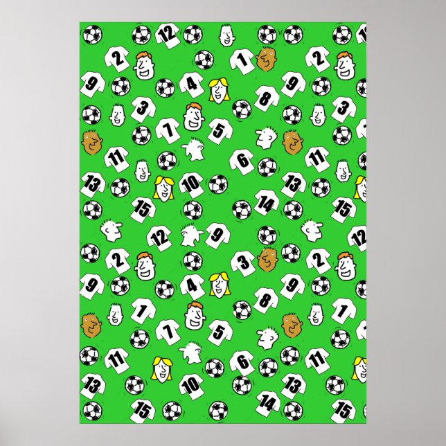 Football Design Wall Poster with White Shirts (Front)
