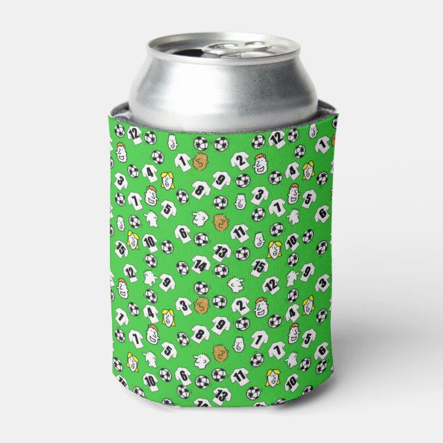 Football Design with shirts in white Can Cooler (Can Front)