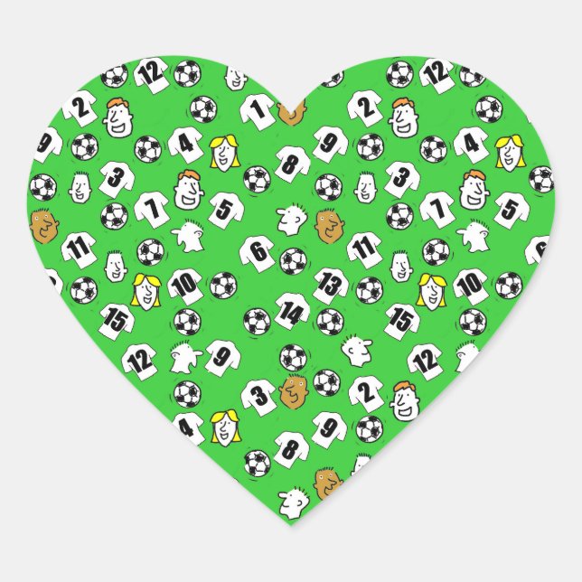 Football Design with White Shirts Heart Sticker (Front)