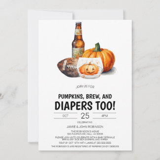 Football Diaper Shower Invitation, Pumpkin Beer Invitation