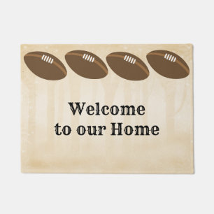 Football Doormat in Brown & Tan