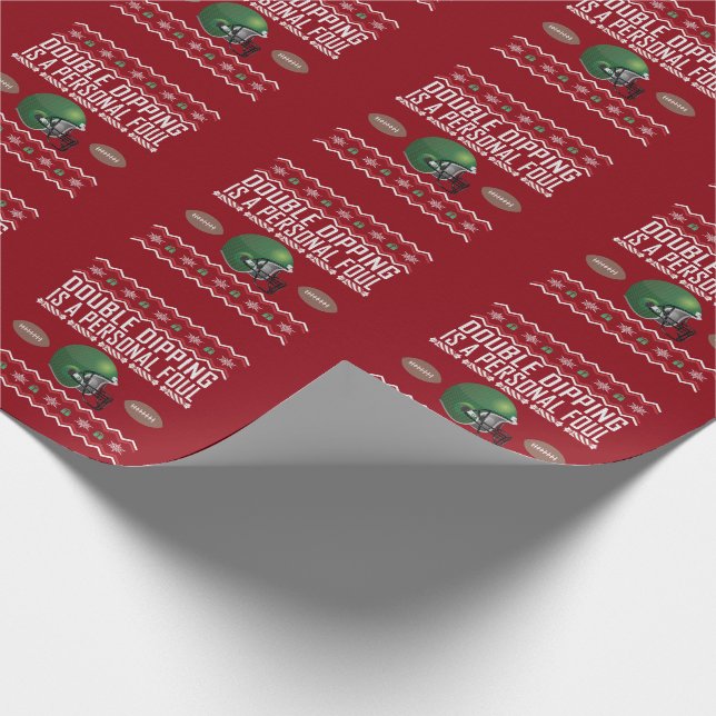 Football Double Dipping Ugly Christmas Sweater Wrapping Paper (Corner)