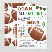 Football Down Set Hut Birthday Invitation