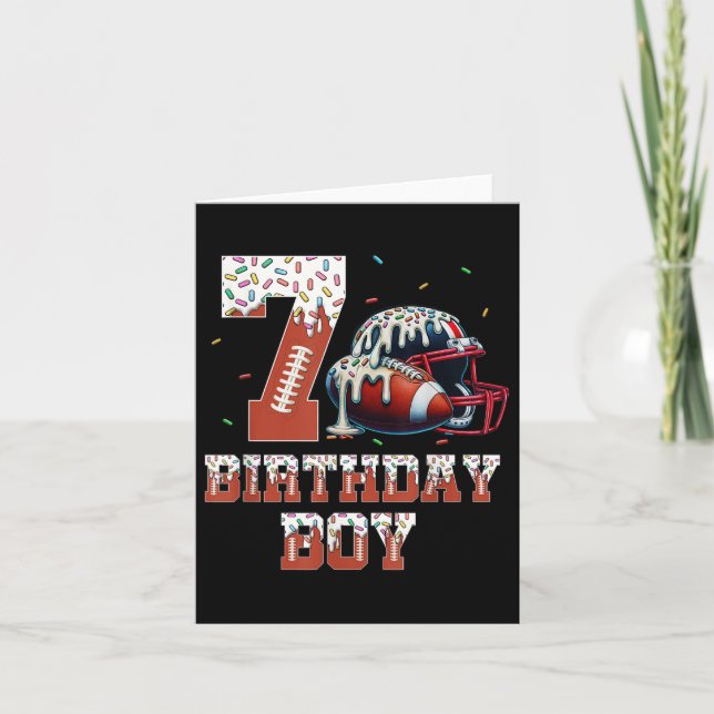 Football Drip 7th Birthday Party Boy Sport Fan 7 Y Card (Front)