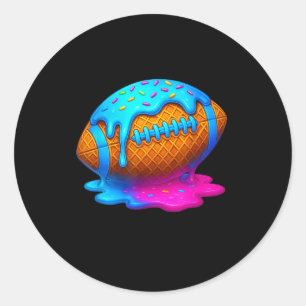 Football Drip Ice Cream Dripping Boys Waffle Cone Classic Round Sticker