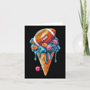 Football Drip Ice Cream Watercolor Cone With Sprin Card