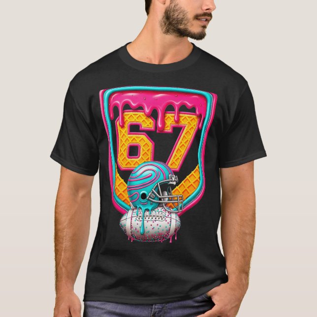 Football Drip Number 67 Football Player  T-Shirt (Front)