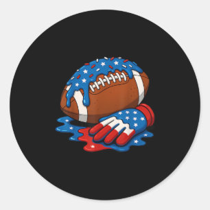 Football Drip Wr Lineman Qb Rb Db Ice Cream 4th Of Classic Round Sticker