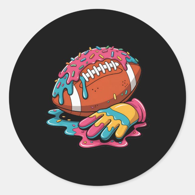Football Drip Wr Lineman Qb Rb Db Ice Cream Footba Classic Round Sticker (Front)