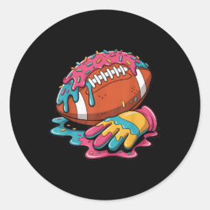 Football Drip Wr Lineman Qb Rb Db Ice Cream Footba Classic Round Sticker