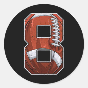 Football Eighth 8th Birthday Boy Eight 8 Years Old Classic Round Sticker