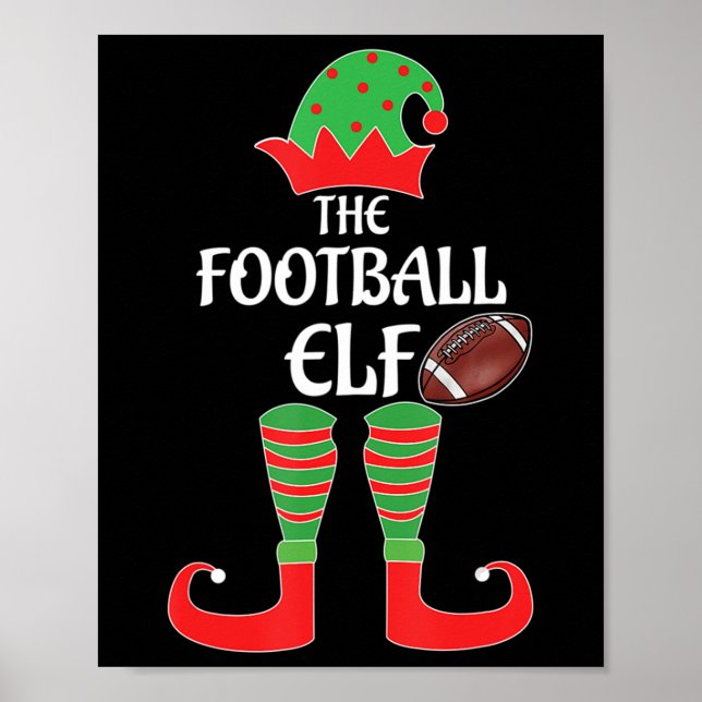 Football Elf Family Matching Group Christmas Sport Poster (Front)