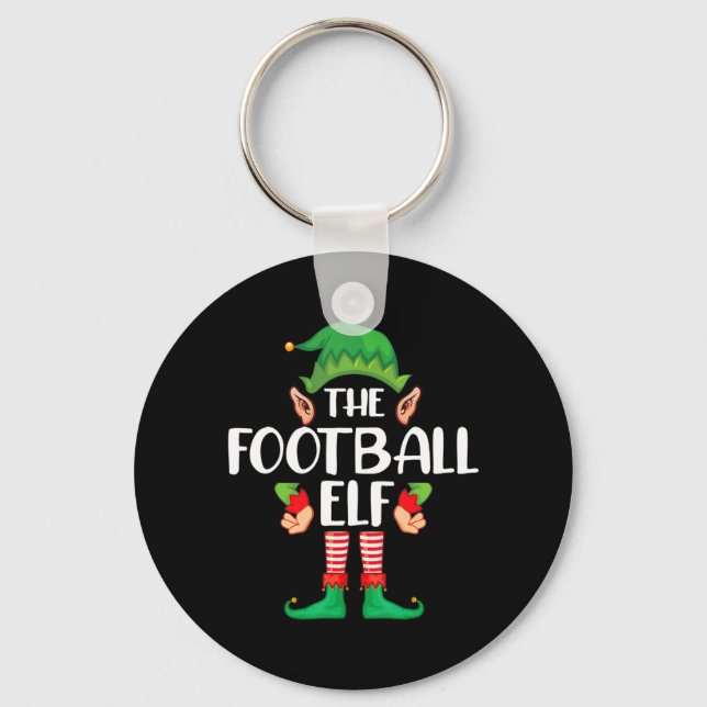 Football Elf Matching Family Group Christmas Party Key Ring (Front)