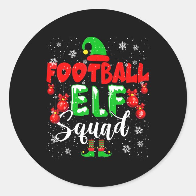 Football ELF Squad Fun Christmas ELF Football Play Classic Round Sticker (Front)