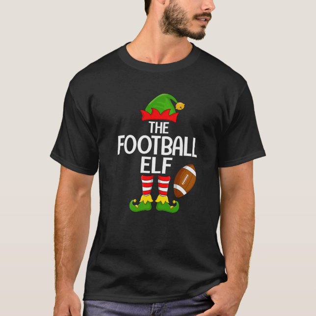Football Elf Xmas Matching Family Elf Squad Christ T-Shirt (Front)