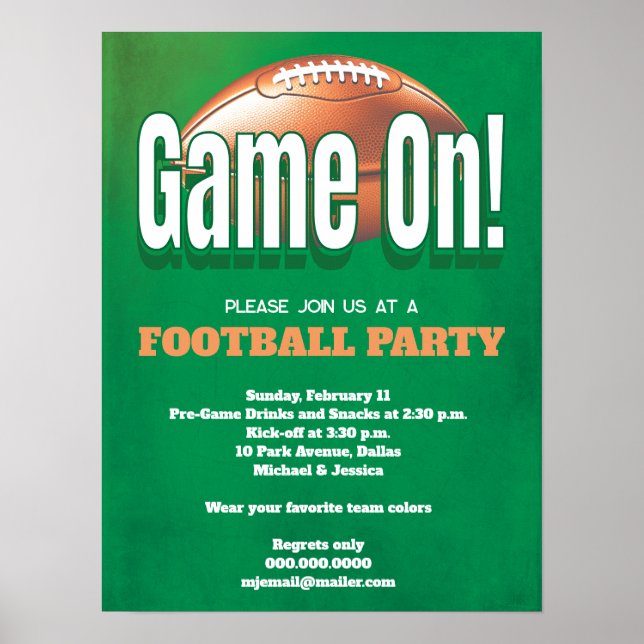 Football Event Game Party Invitation  Poster (Front)