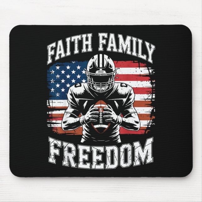 Football Faith Family Dom Patriotic Christian Foot Mouse Mat (Front)