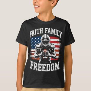 Football Faith Family Dom Patriotic Christian Foot T-Shirt