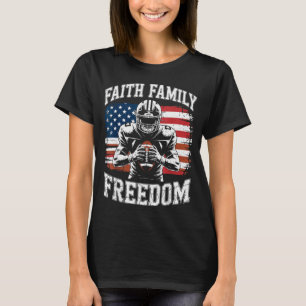Football Faith Family Dom Patriotic Christian Foot T-Shirt