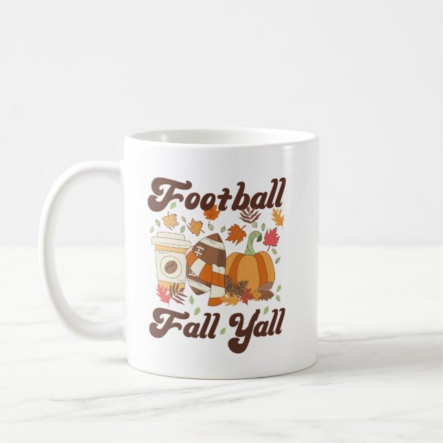 Football Fall Coffee Pumpkin Fall Y'all Coffee Mug (Left)