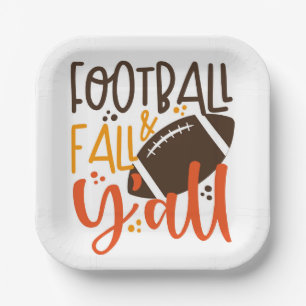 Football Fall & Y'all Paper Plate