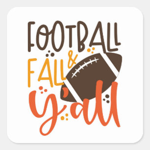 Football Fall & Y'all Square Sticker