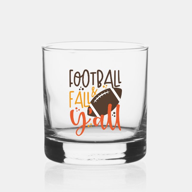 Football Fall & Y'all Whiskey Glass (Front)
