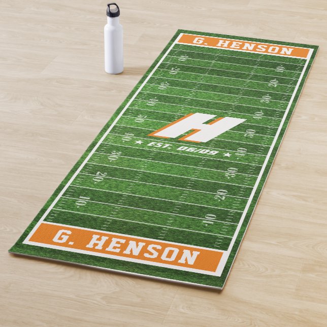 Football Fan | Custom Colour Monogram Orange Yoga Mat (In Situ)
