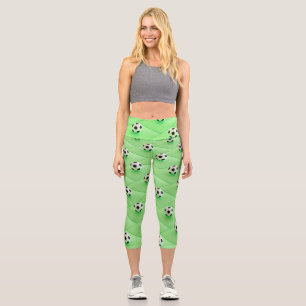 Football Fan Design with Blue Background Capri Leggings