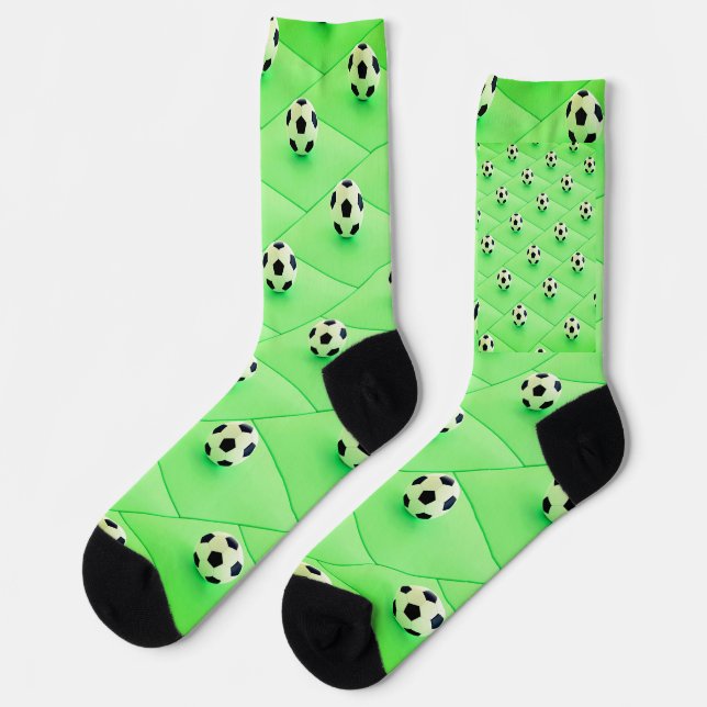 Football Fan Design with Green Background Socks (Left)